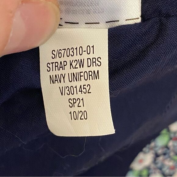 Gap kids girls navy blue tie shoulder floral skirted dress side zip L 10/11 - Picture 8 of 14